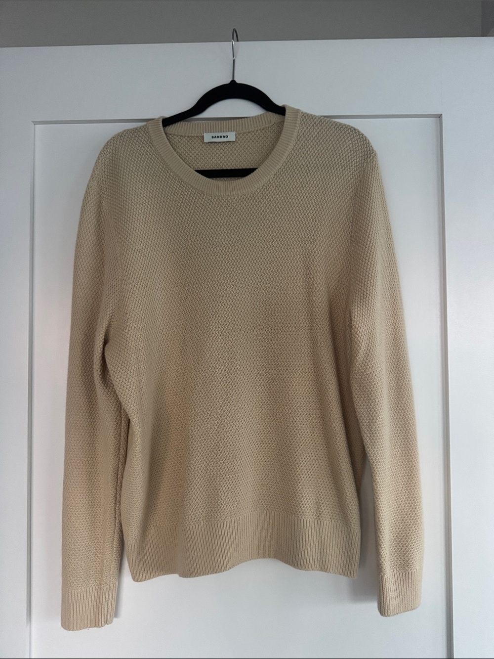 Sandro Beige Cream Crewneck Knit Sweater